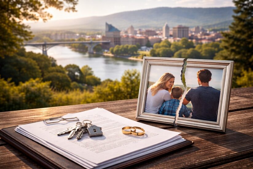 Divorce process after filing in Chattanooga, Tennessee involving family and property.